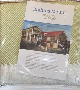 New NWT Brahms Mount Allagash Maine USA Diagonal Stripe Surf Throw Green White - Picture 1 of 10