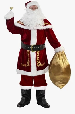 Traje de Santa Deluxe para hombre 12 piezas. Disfraz Navidad Adulto Santa Claus Talla XL. Foto 1 de 4