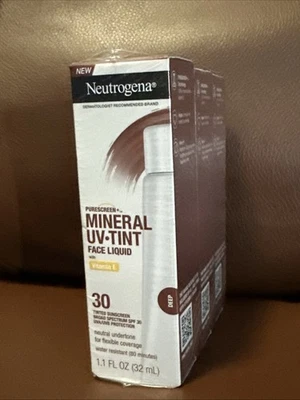 3 Neutrogena 30 Protector Solar Tintado Mineral Tinte UV Líquido Facial 1.1floz Exp 09/26 Foto 1 de 3