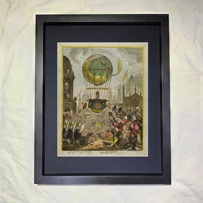 James Gillray "Él dirige su vuelo" arte enmarcado personalizado Foto 1 de 3
