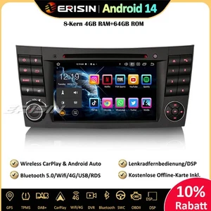 64GB Android 14 Autoradio GPS CarPlay DAB+ Navi Mercedes E/CLS Klasse W211 W219 - Bild 1 von 21