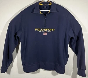 VTG Polo Sport Ralph Lauren 1/4 Zip Men’s Sz XL Navy Pullover Fleece Sportswear - Picture 1 of 15