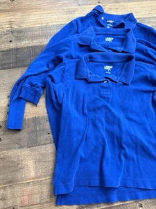 3 Lands' End Girls School Uniform Long Sleeve Polo Size M 8 Royal Blue Lot - Picture 1 of 5