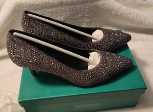 Lauren Lorraine Style JUNE Sz 8.5 pewter Rhinestone embellished low pumps NIB - Picture 1 of 8