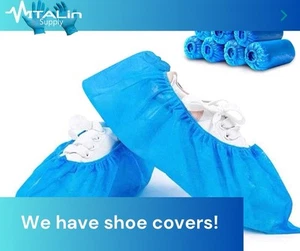 100pcs Disposable Non-Woven Shoes Covers, Dust-Proof, Non-Slip Resistant, Blue - Picture 1 of 1