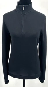 Bobby Jones Womens 1/4 Zip Mock Neck Pullover Golf Sweater Medium Black Cotton - Picture 1 of 11