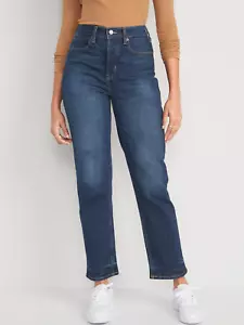 Old Navy Jeans Womens 4 Blue Extra High-Waisted Button Fly Sky-Hi Straight Leg - Picture 1 of 14