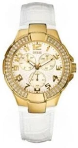 Neu echt neu Guess weiß Lederband Gold Uhr U12564L3 NEU mit Etikett - Bild 1 von 1