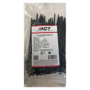(100) Black Mounting Head Hole 5" Inch Nylon Cable Wire Wrap Zip Ties - 40 LBS - Picture 1 of 8