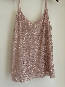Pep&Co Lovely Shiny Sequin Tank Top Women's Vest - Pink, UK 16 - Picture 1 of 3