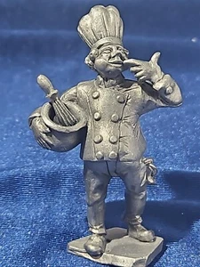 Vintage West Germany Pewter Figurine - 3"Baker Tasting the Mixture , Rare model - Picture 1 of 4