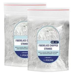 1/2" Chopped Glass Fiber Strands - 2 Pound 100% E-Glass Fiber - Foto 1 di 7