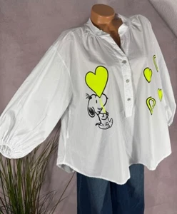 NEU oversize BLUSE Hemd Tunika Italy SNOOPY weiß M1 40 42 44 - Bild 1 von 9