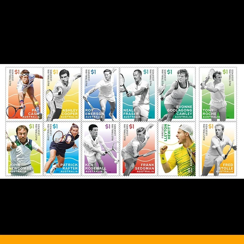 2016 Australian Legends of Singles Tennis Set of 12 Stamps MUH — 第 1/1 张图片