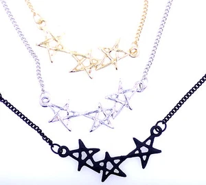 three connected star chain necklace, multiple choices - Picture 1 of 12