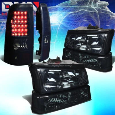 PARA 03-07 SILVERADO FAROL FUMÊ + PARA-CHOQUE CLARO + CONJUNTO DE LANTERNA TRASEIRA LED PRETA COLORIDA - Imagem 1 de 4