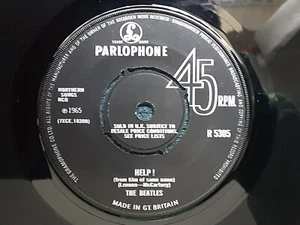 THE BEATLES HELP! VINYL45 ORIG UK 1965 - 2ND PRESS GRAMOPHONE RIM GMR/GOD- RARE - Picture 1 of 8