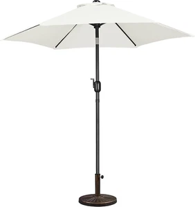 Yaheetech Sonnenschirm 230 cm Creme – mit Ständer, neigbar, Kurbel, Outdoor - Bild 1 von 17