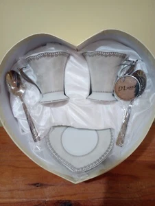 D'Lusso Designs Porcelain Demitasse Gift Boxed Set White Frosted Porcelain... - Picture 1 of 9