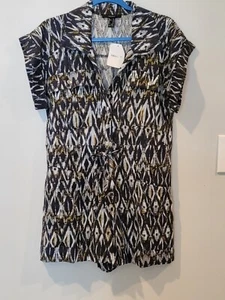 Nuevo con etiquetas Mameluco Corto Forever21 Azul/Blanco con Cinturón, Bolsillos, Botón Delantero Mediano - Imagen 1 de 5