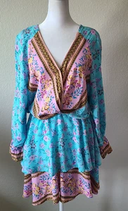 UMGEE Damen Blumen Minikleid Gr. Medium Boho Festival Western Hippie kurz - Bild 1 von 16
