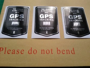 3 X Vehicle GPS Tracking Stickers Self Adhesive Polished Mirror Silver, Black - Picture 1 of 11