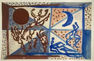 Quadro Vintage Originale Beat Poeta Artista Astratto De Hirsh Margules Firmato '62 - Foto 1 di 7