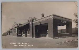 Blackwell Oklahoma OK Sante Fe Railroad Depot Echtfoto Postkarte RPPC um 1915 - Bild 1 von 2
