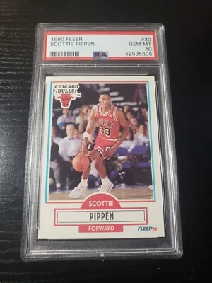 Tarjeta de baloncesto Fleer Scottie Pippen #30 1990 PSA 10 Chicago Bulls HOF gema como nueva Foto 1 de 2