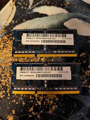 2x 4 GB Arbeitsspeicher HP Laptop: DDR 3 DIMM-CT: RCHLR8KTG3E1ZO - Bild 1 von 4