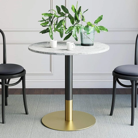 Bistro Lucy Small Mid-Century Modern Kitchen or Dining Table with Faux Carrara M Cover
