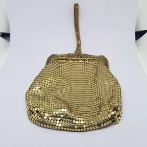 Vintage Whiting & Davis Mesh Handbag Purse Clutch Bag Gold Tone 4.5" X 4" - Picture 1 of 6