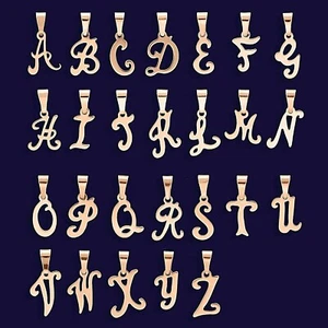 925 Sterling Silber Halskette rosevergoldet Schrift Anfangsbuchstabe personalisiert - Bild 1 von 85