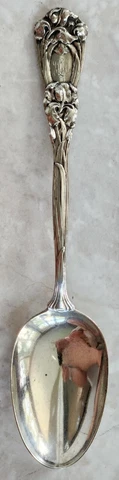 DURGIN STERLING SILVER 8.5" IRIS PATTERN SERVING SPOON (HS) Cover
