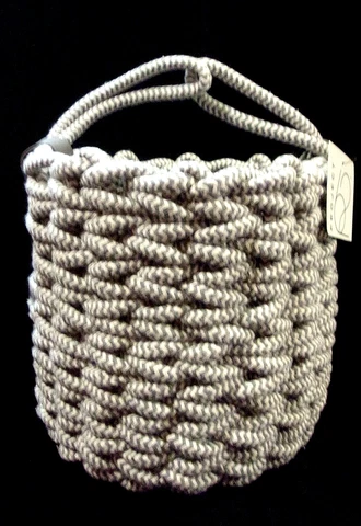 BRAND NEW PROJECT 62 HANDCRAFTED STORAGE BASKET w/HANDLES, Fishtail Weave Cover