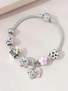 Heart and Flower Charm Bracelet Fashion Jewelry Accessories for Women Jewelry - Picture 1 of 5
