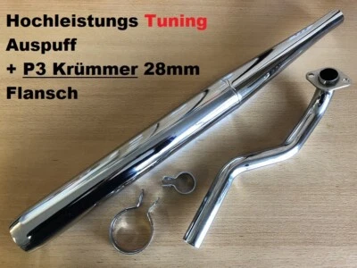 Zauberflöte TUNING Auspuff P3 Flansch links Krümmer Hercules Prima 2 3 4 5 Mofa - Bild 1 von 2
