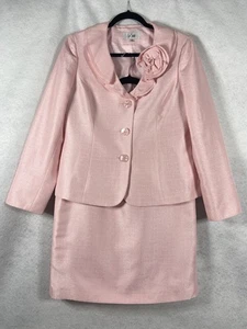 Le Suit 2-teilig Rock Anzug Damen 14 rosa Blazer Knopf Langarm glänzend - Bild 1 von 16
