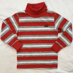 Vintage Izod Lacoste Junge Kleinkind lang SLV Streifen Rollkragen Pullover 3T-Shirt rot - Bild 1 von 7