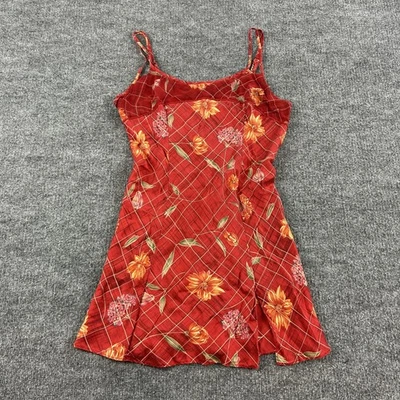 Vestido Vintage Y2k Victoria's Secret Para Mujer Mediano Seda Sin Mangas Mini Rojo Floral A Cuadros Foto 1 de 4