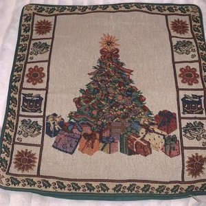 Christmas Tree Tapestry Decorative Throw Pillow COVER ONLY  Zip - Picture 1 of 6