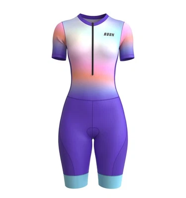 Trisuit de ciclismo para mujer manga corta acolchado traje de malla ventilación HI VIZ S-XXL Foto 1 de 4
