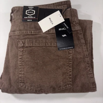 RVCA Men’s Daggers Pigment Corduroy Pants Color: Chocolate Brown Size: 30 NEW - Image 1 of 4