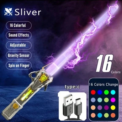 Espada de luz recargable USB para niños Rgb Light Saber 16 colores láser Rgb  Foto 1 de 4