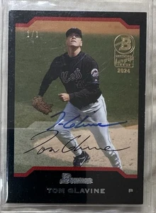 1/1 Tom Glavine Auto 2024 Bowman Certified Autograph Braves Topps Archives - Picture 1 of 2