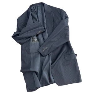 Hickey Freeman Nordstrom Mens Jacket Coat Suit 46 Oakbrook Blue Pinstriped Wool - Picture 1 of 11