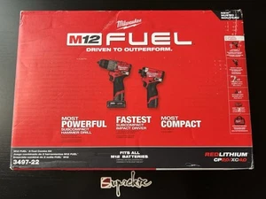 Milwaukee M12 FUEL 12V Brushless Cordless Hammer Drill and Impact Driver 3497-22 - Picture 1 of 7