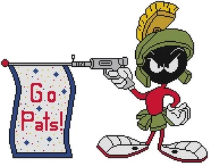 CROSS STITCH+ CRAFT PATTERN Looney Tunes Marvin Martian NE Patriots Football Fun - Picture 1 of 16