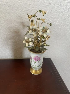 K&A Krautheim Bavaria Germany Porzellan Mini Vase Messing Emaille Blumenstrauß - Bild 1 von 11