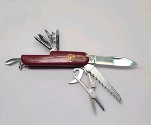 Vintage Victorinox Style China Multi Tool Blade Scout Camp Folding Pocket Knife - Picture 1 of 7